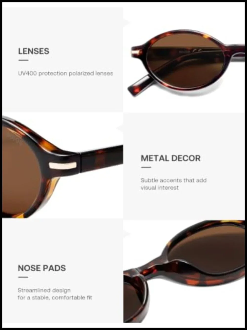 Trendy Narrow Oval Polarized Sunglasses Retro 90s Y2k Small Round Vintage